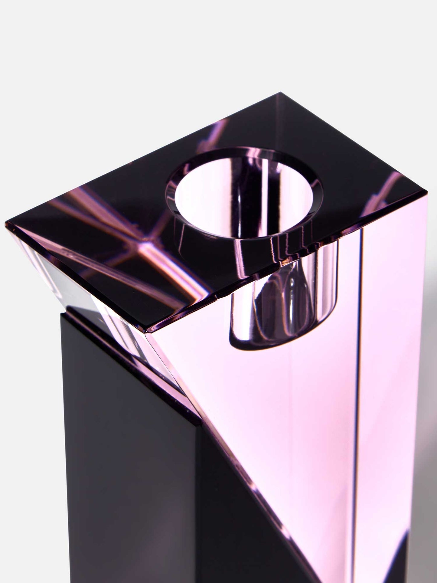 Rosa ljusstake kristallglas inredning