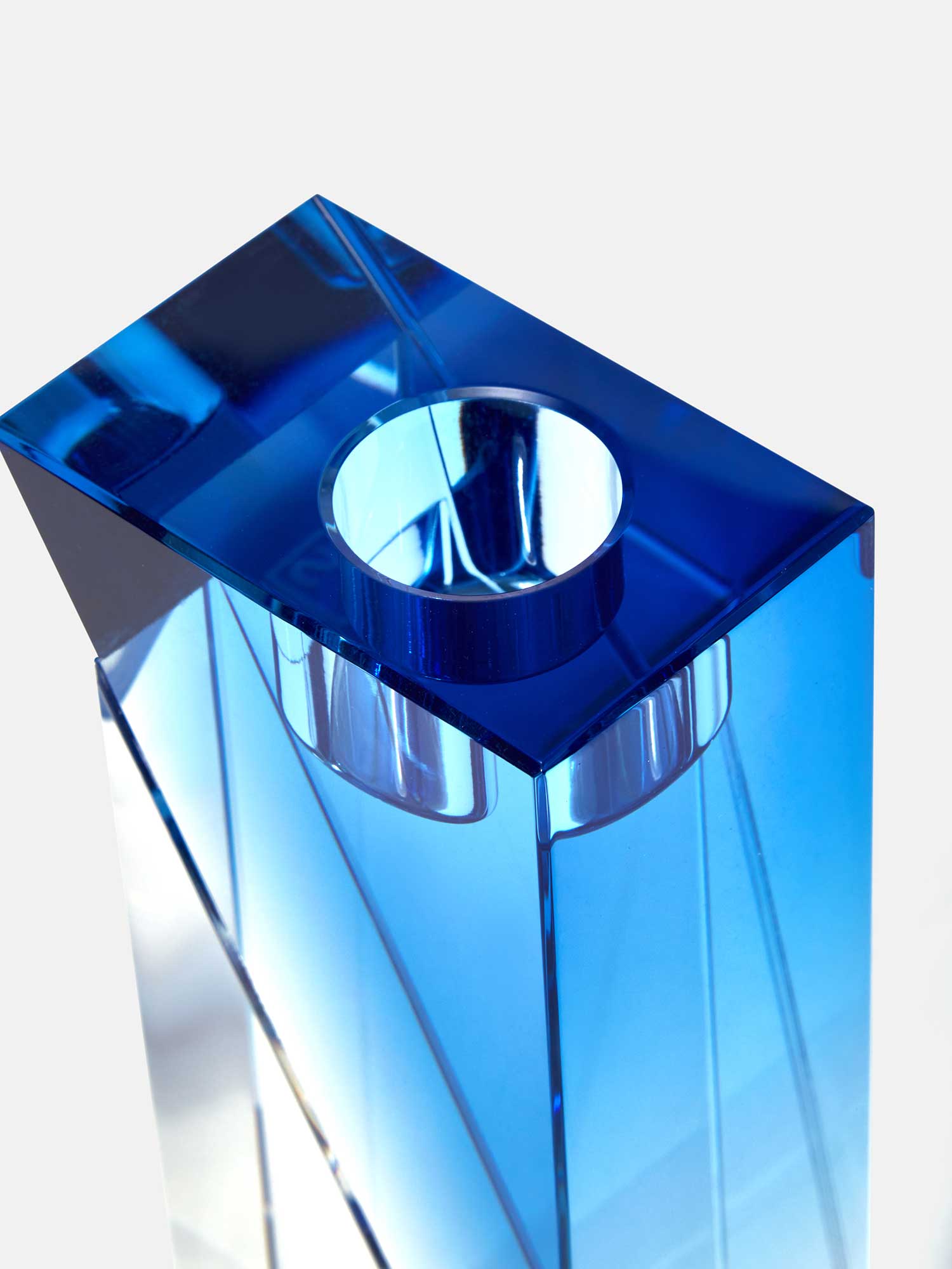 Blå ljusstake kristallglas inredning